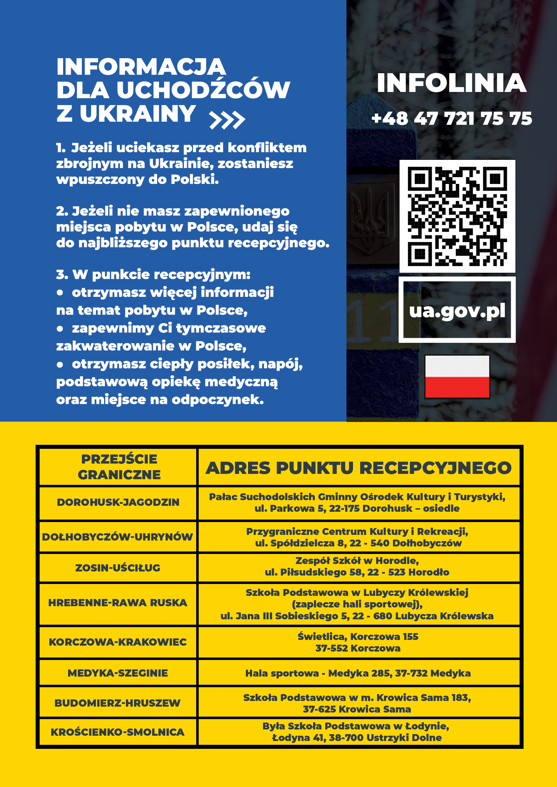 Informacja dla uchodźców z Ukrainy - język polski
