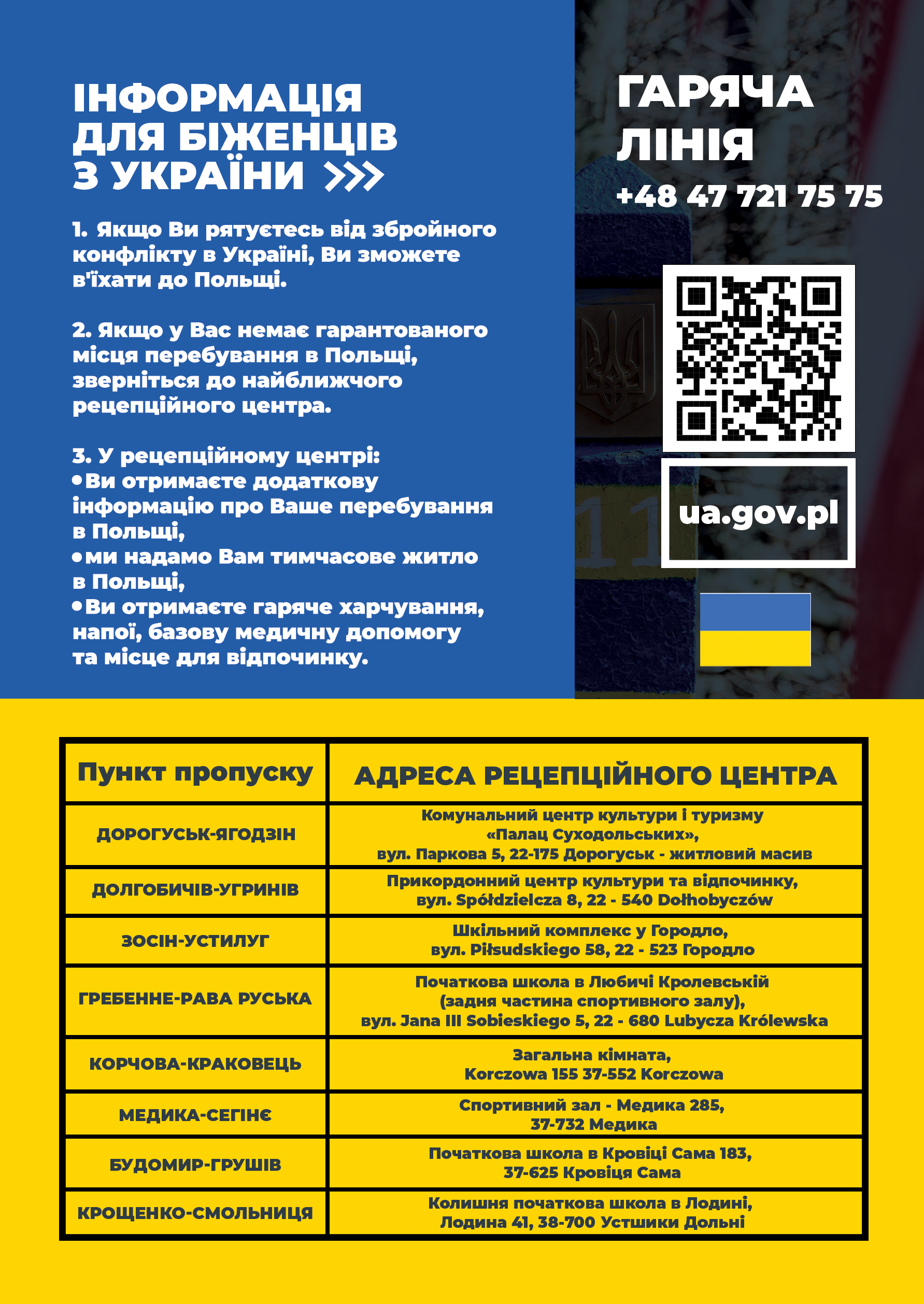 Informacja dla uchodźców z Ukrainy - język ukraiński